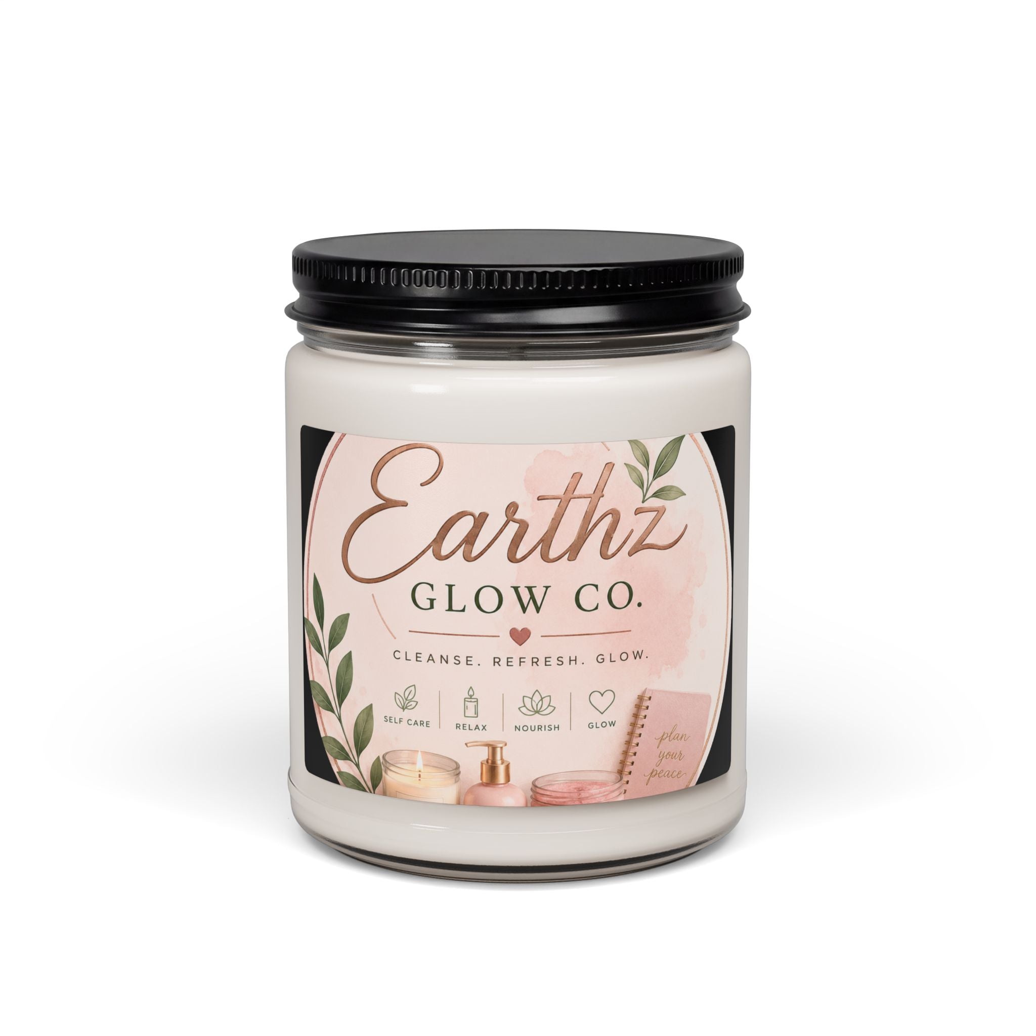 Earthz Glow Co. 9oz Scented Soy Candle — Cleanse, Refresh & Glow Aromatherapy Jar
