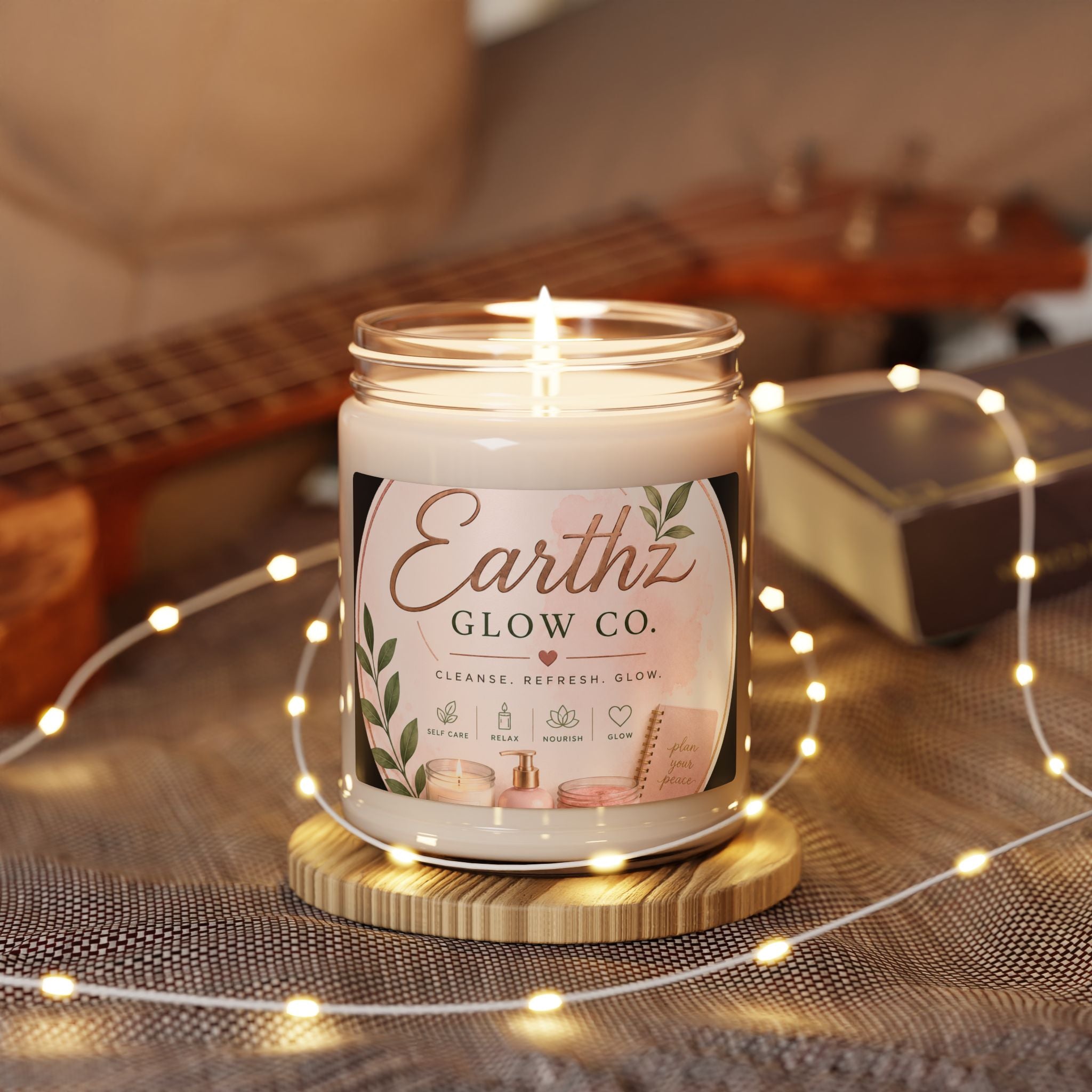 Earthz Glow Co. 9oz Scented Soy Candle — Cleanse, Refresh & Glow Aromatherapy Jar
