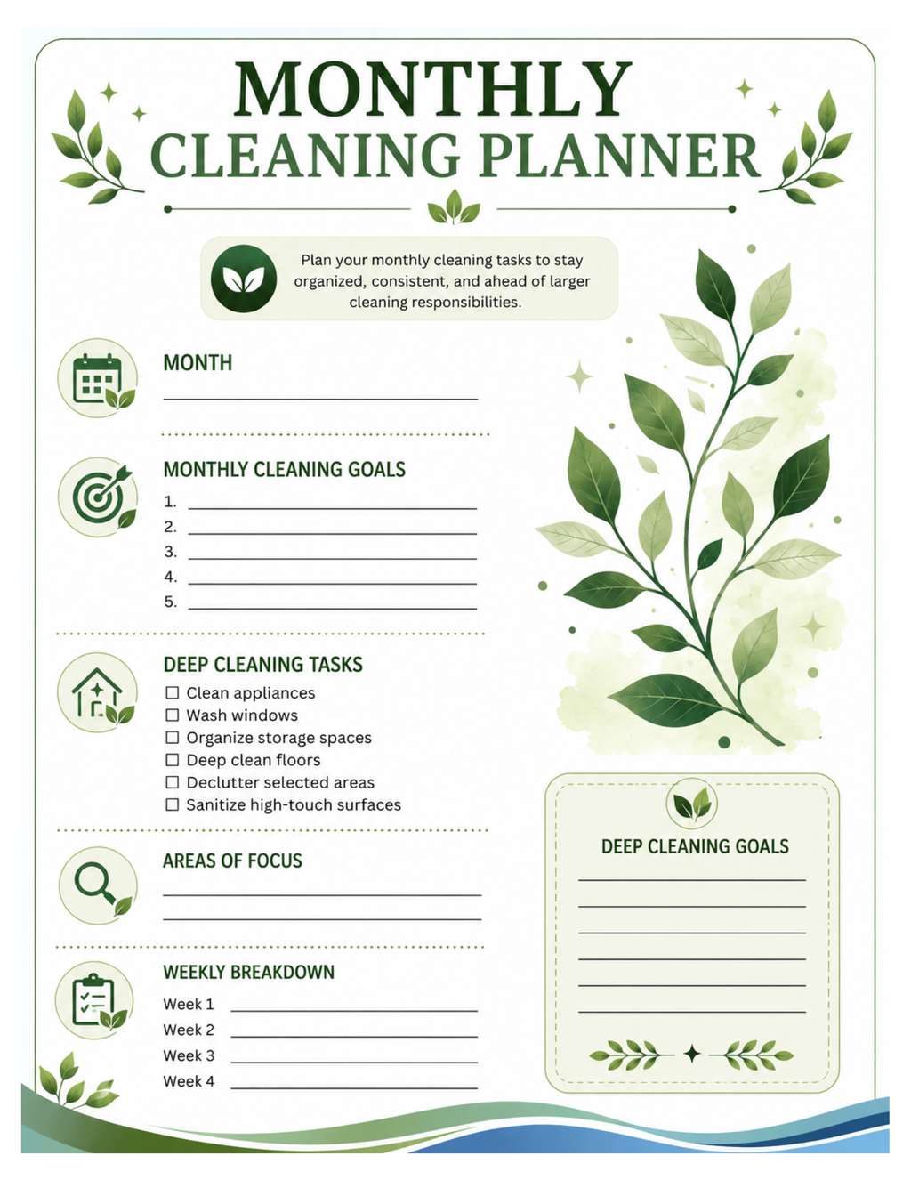 Digital cleaning/ lifestyle planner