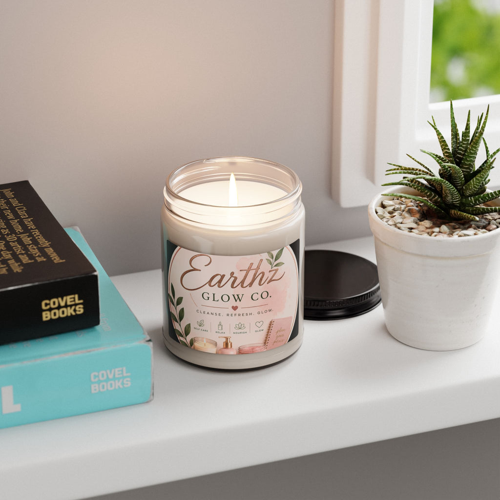 Earthz Glow Co. 9oz Scented Soy Candle — Cleanse, Refresh & Glow Aromatherapy Jar