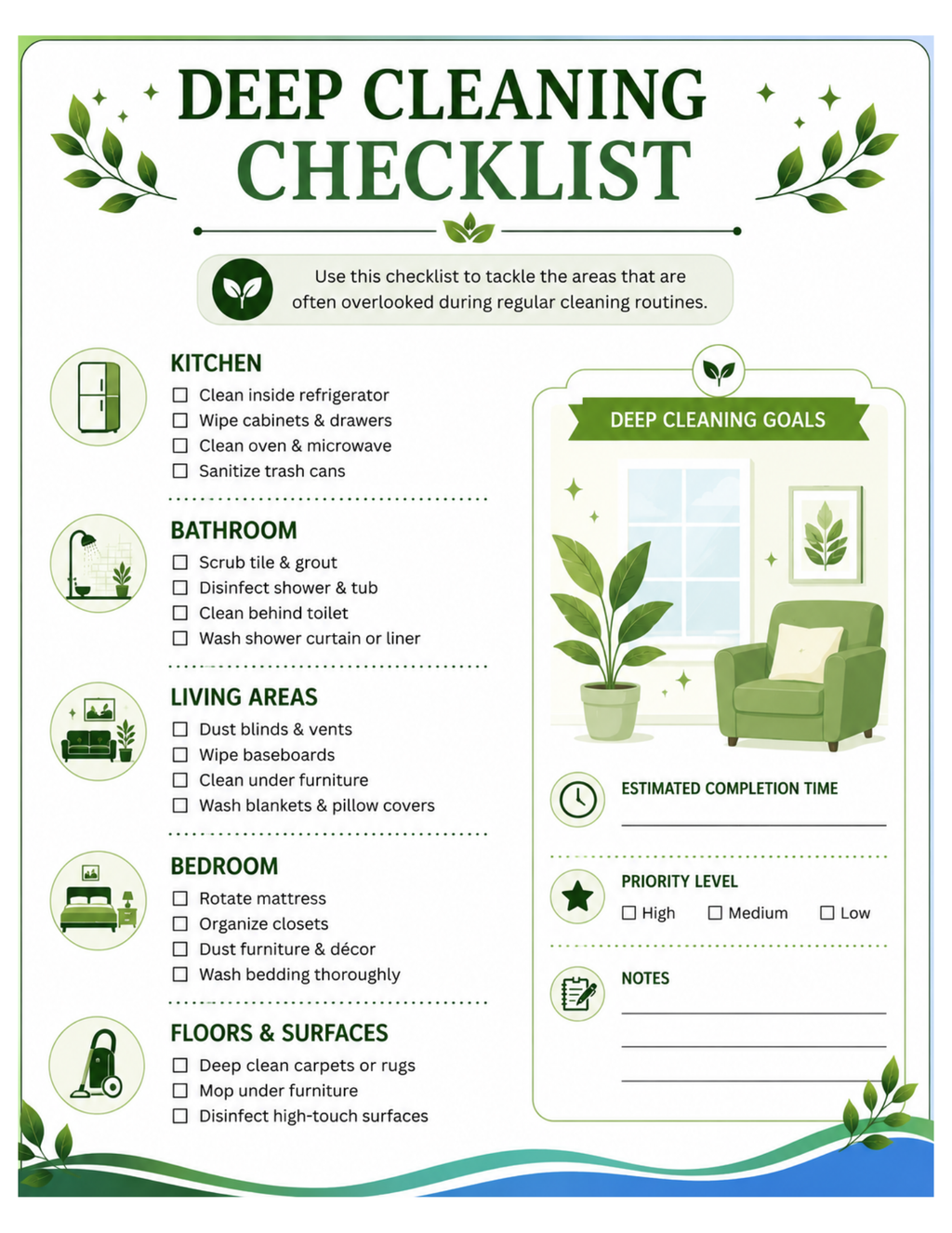 Digital cleaning/ lifestyle planner