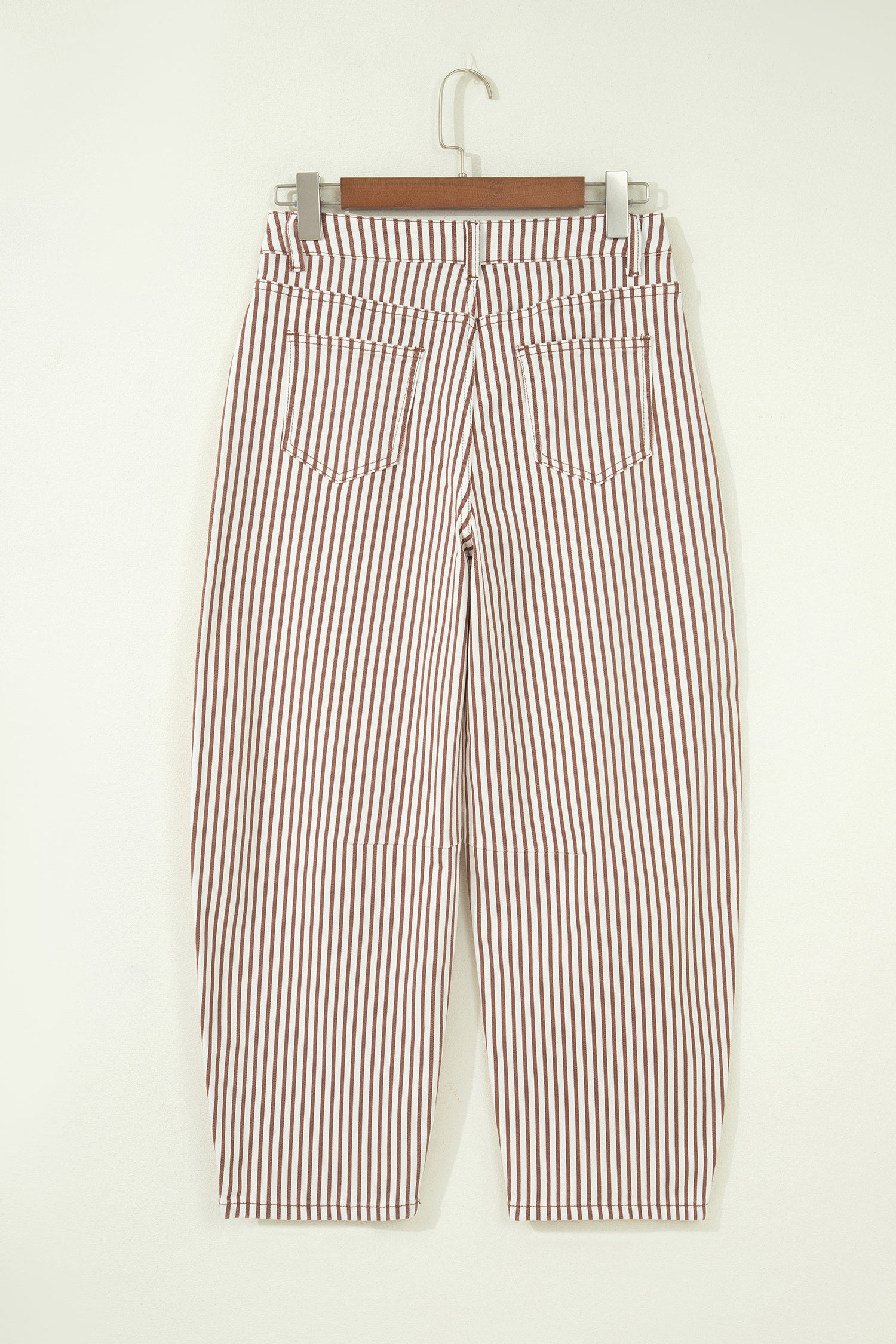 Khaki Stripe Casual Barrel Jeans