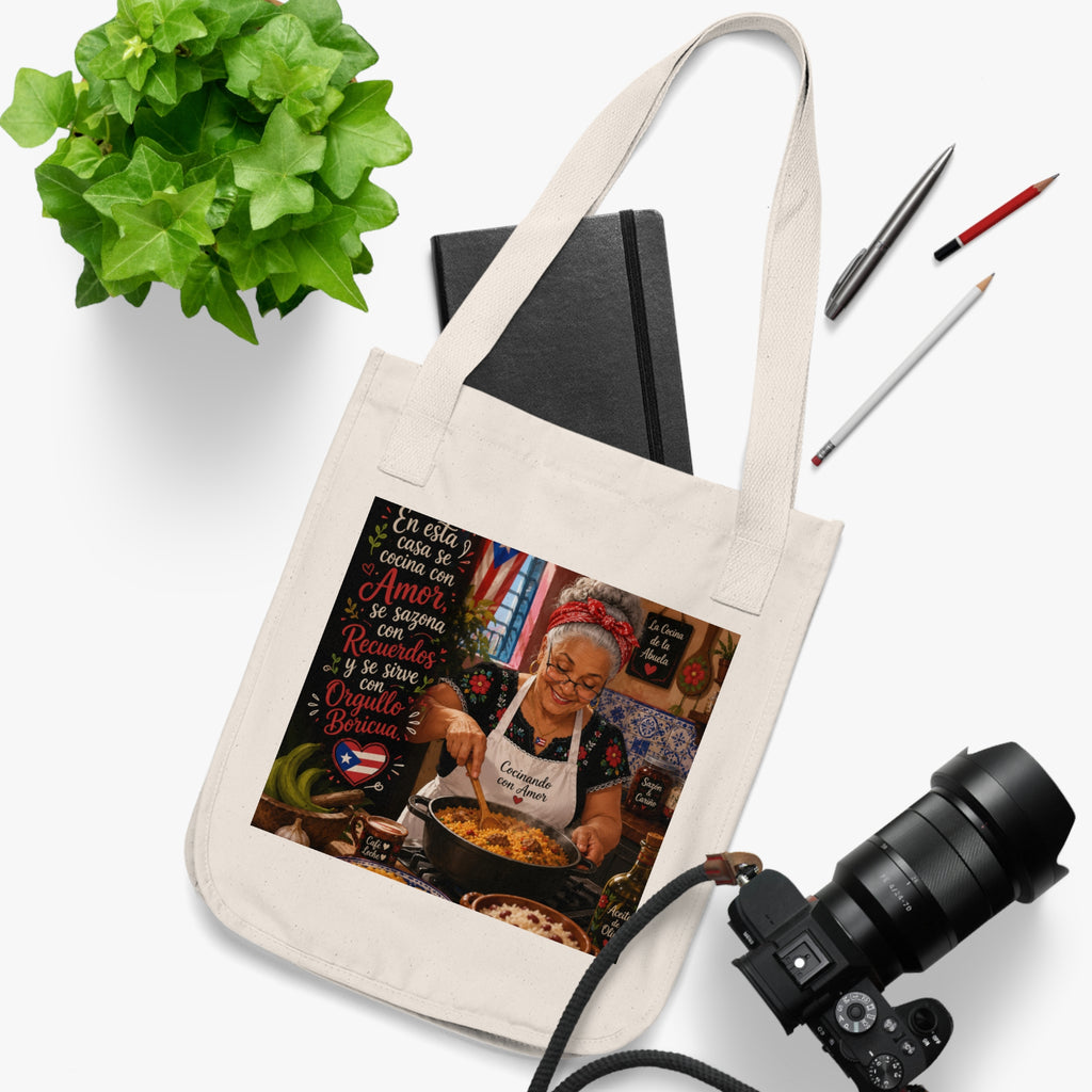 Puerto Rican Flag Canvas Tote — Boricua Cocina Grandma Design