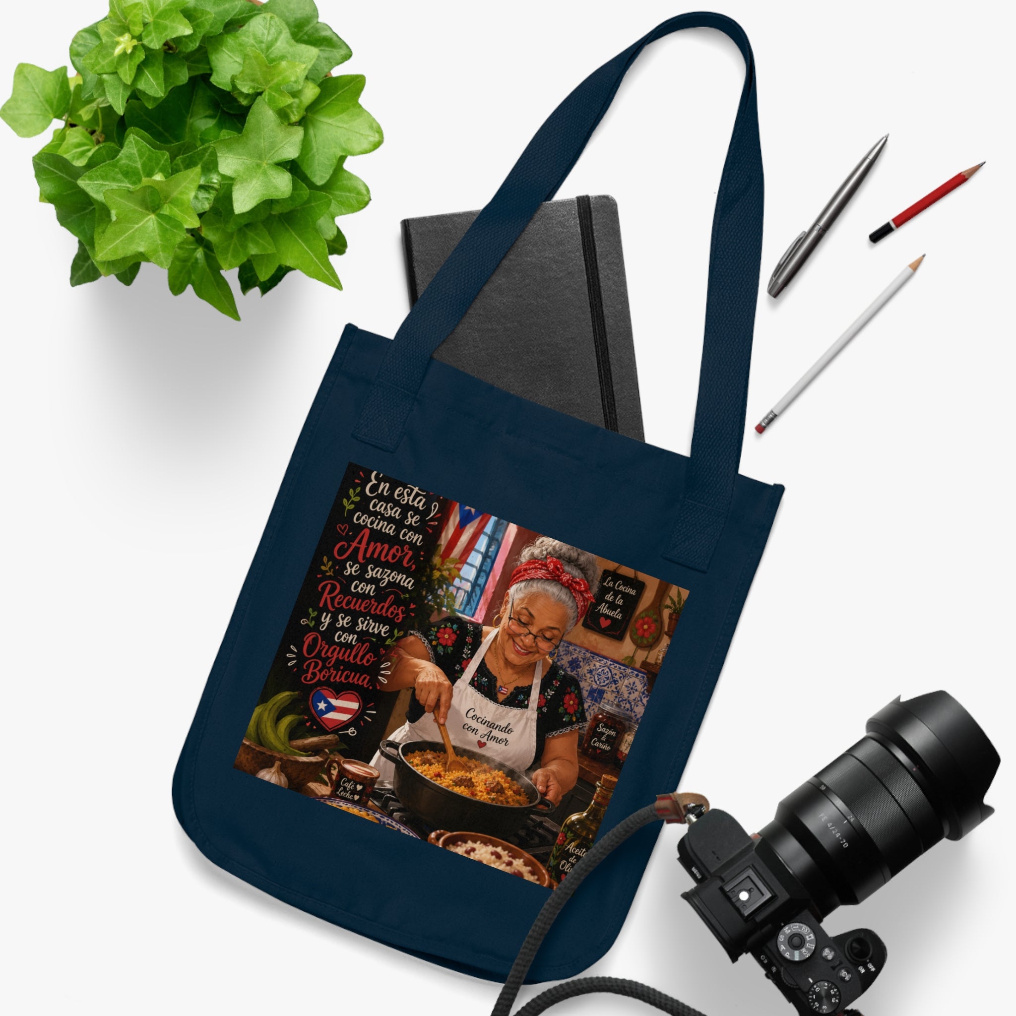 Puerto Rican Flag Canvas Tote — Boricua Cocina Grandma Design