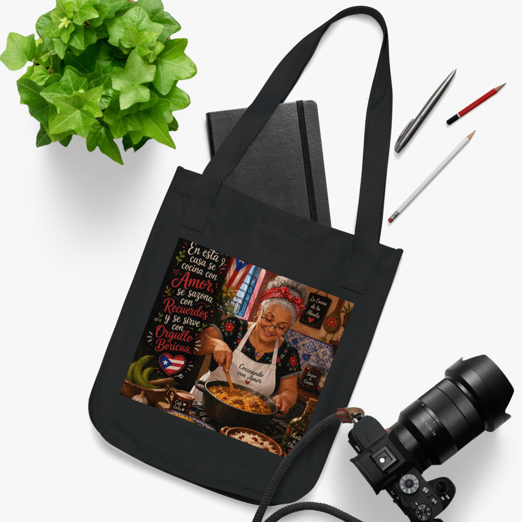 Puerto Rican Flag Canvas Tote — Boricua Cocina Grandma Design