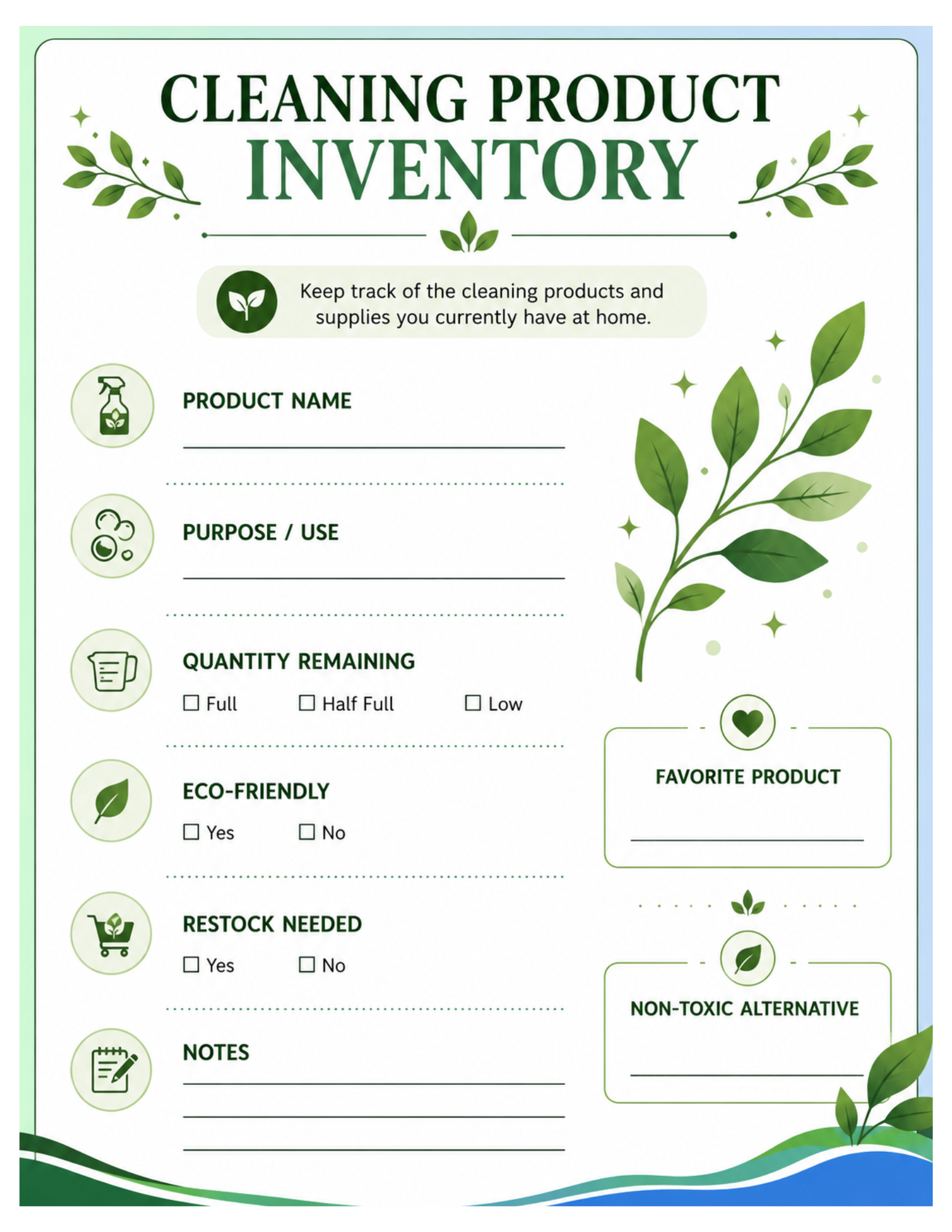 Digital cleaning/ lifestyle planner