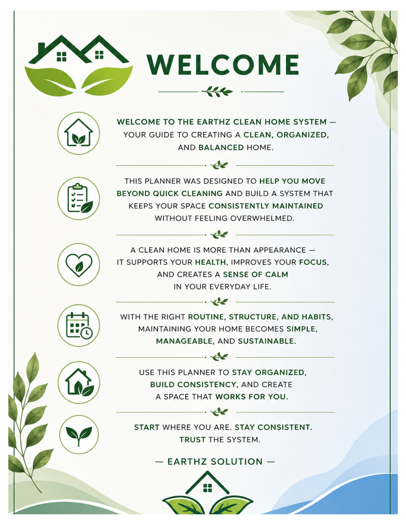 Digital cleaning/ lifestyle planner