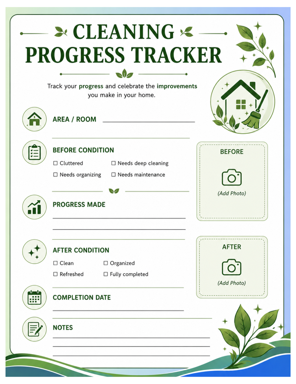 Digital cleaning/ lifestyle planner