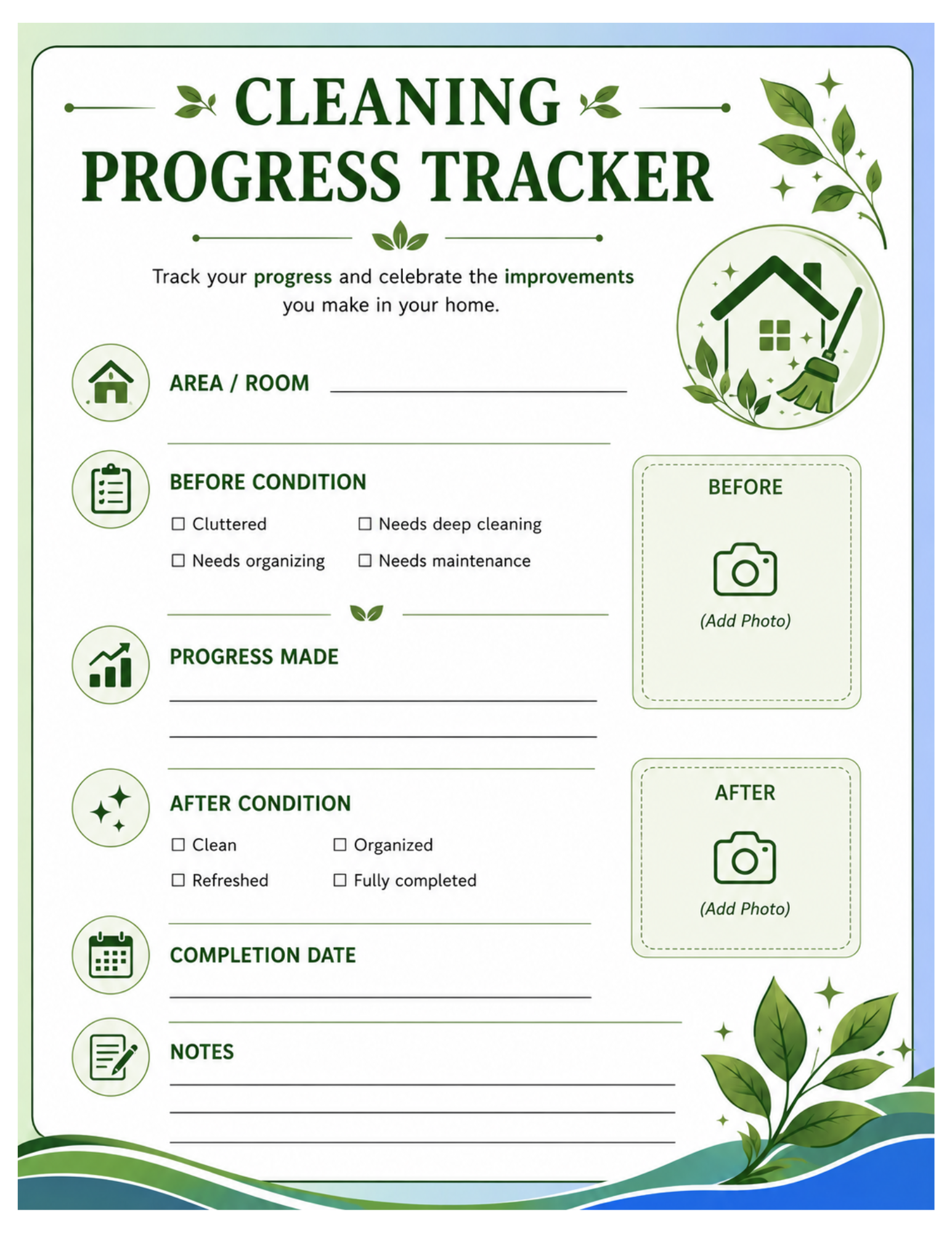 Digital cleaning/ lifestyle planner