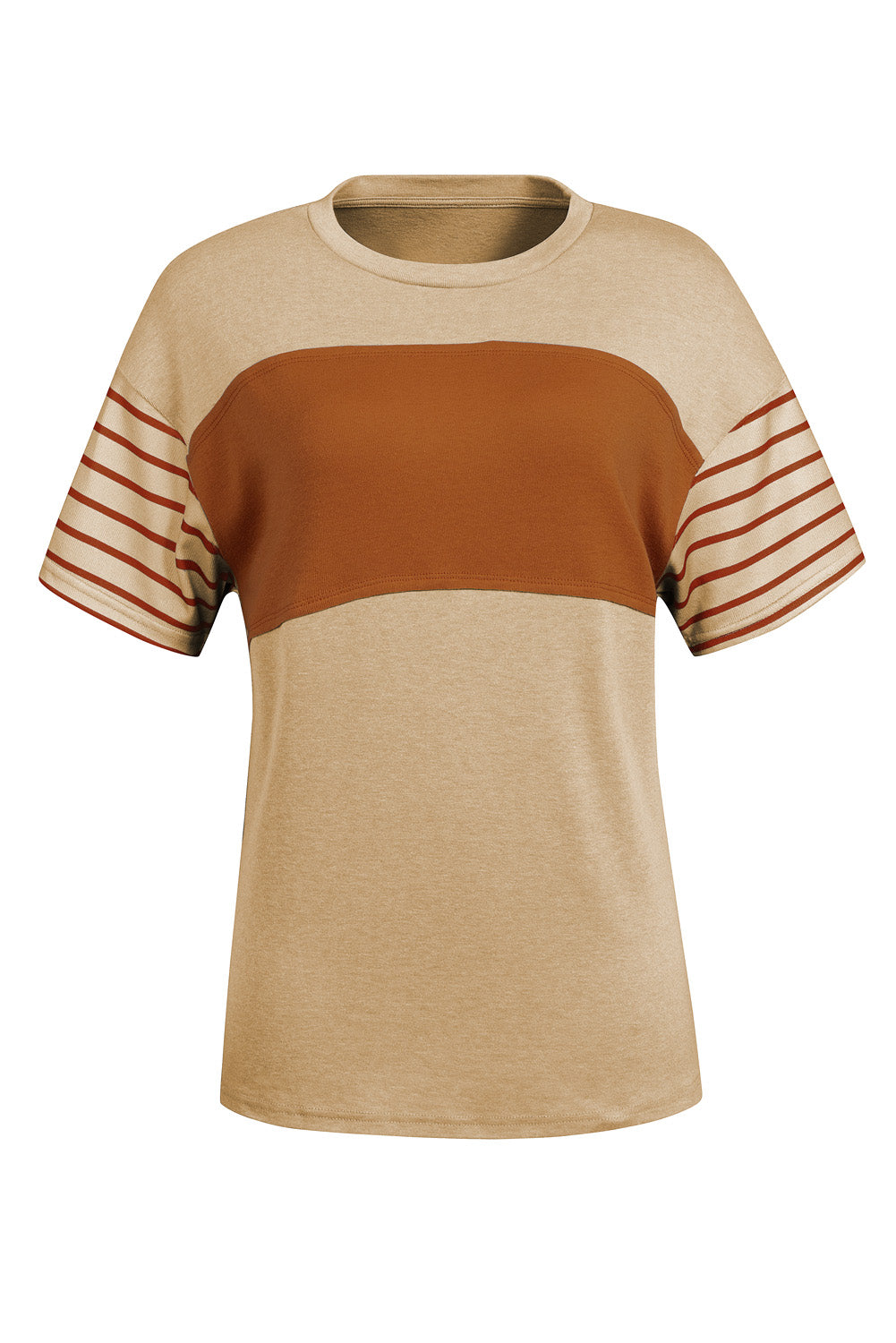 Mint Green Color Block Striped Detail Loose T Shirt