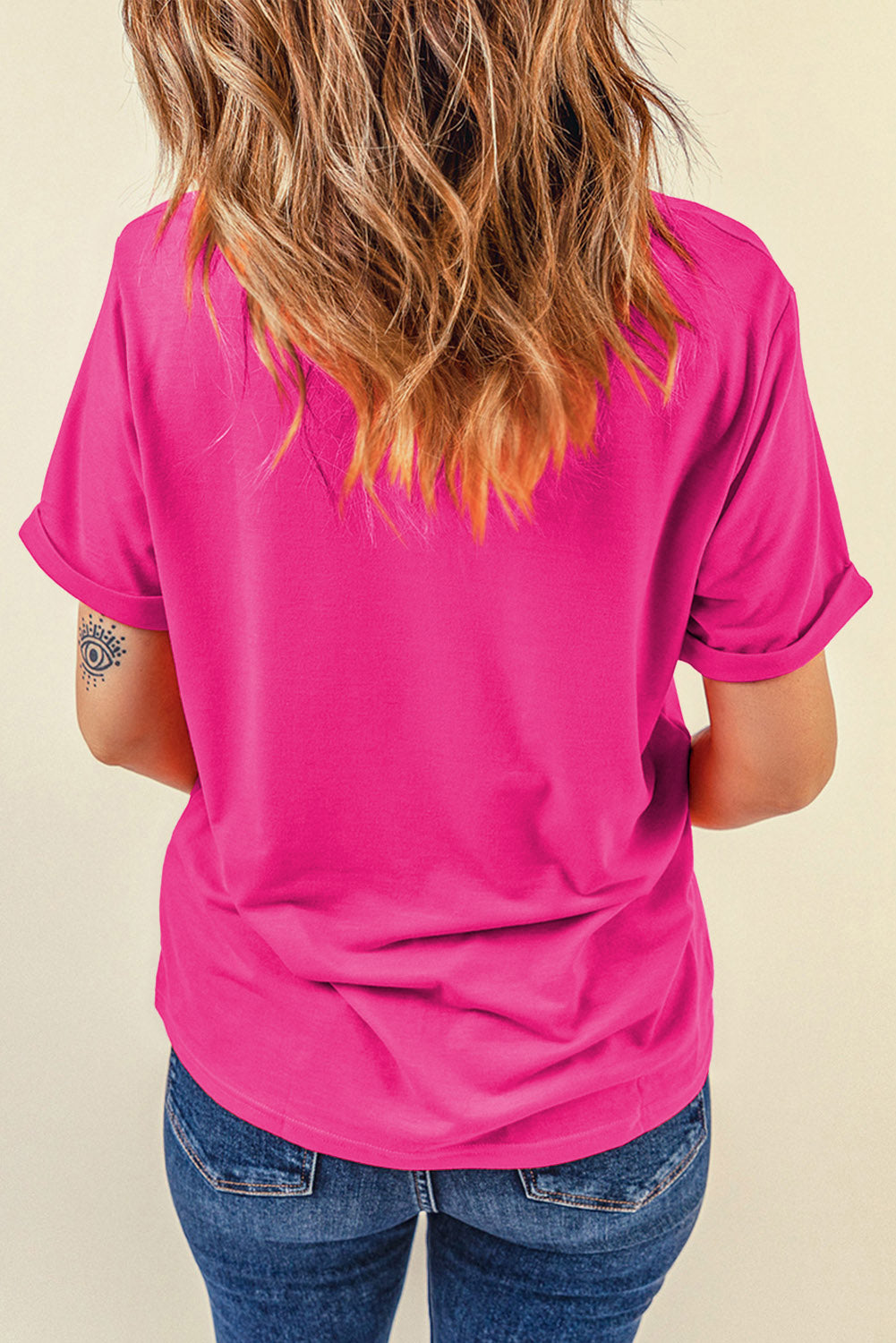 Gray Casual Plain Crew Neck Tee