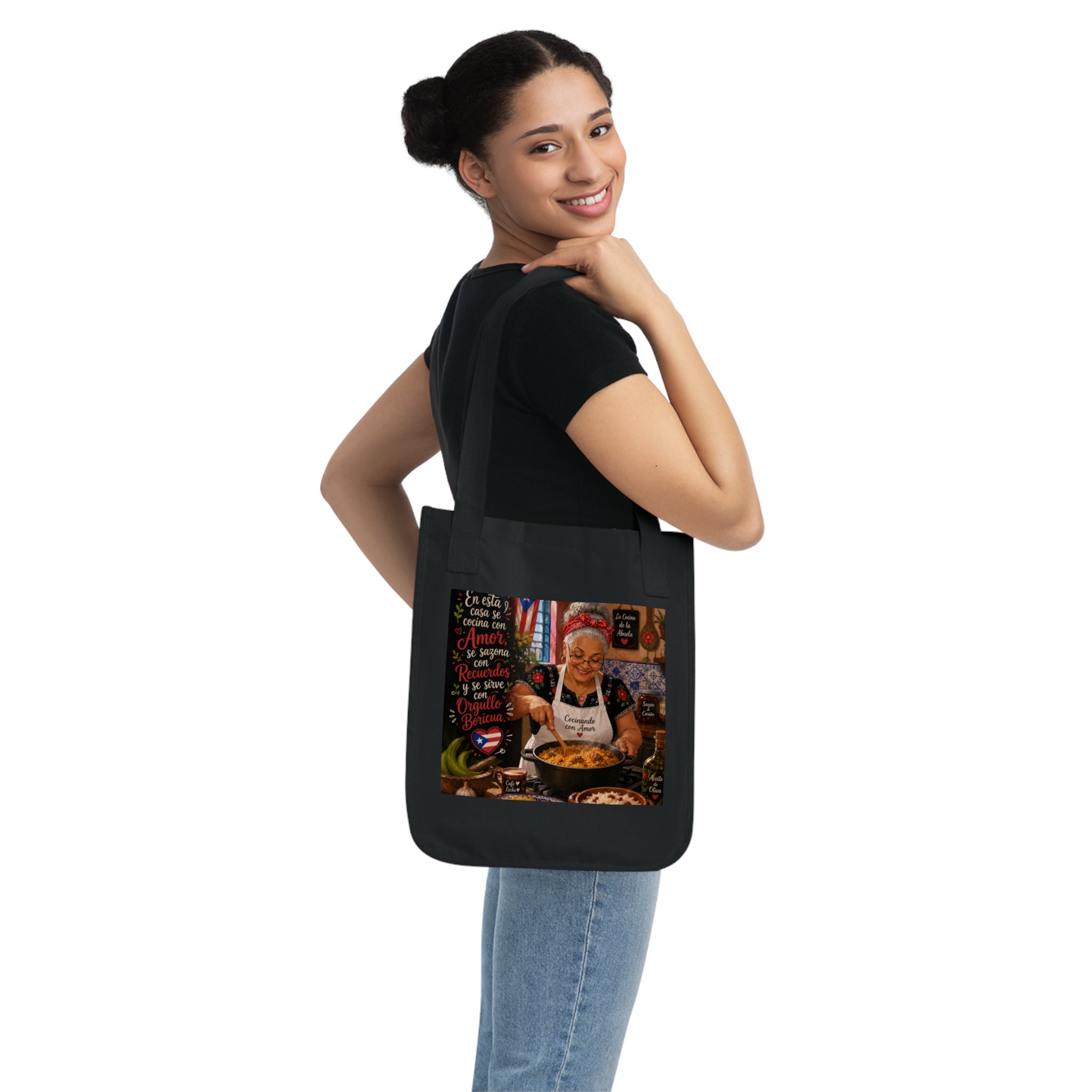 Puerto Rican Flag Canvas Tote — Boricua Cocina Grandma Design