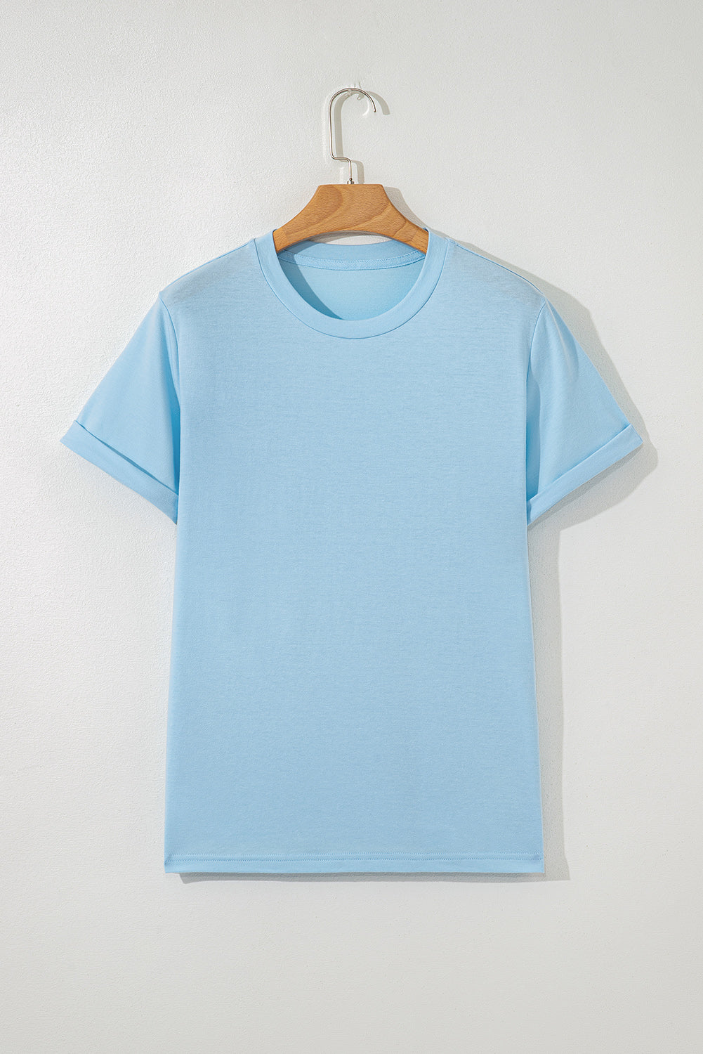 Gray Casual Plain Crew Neck Tee