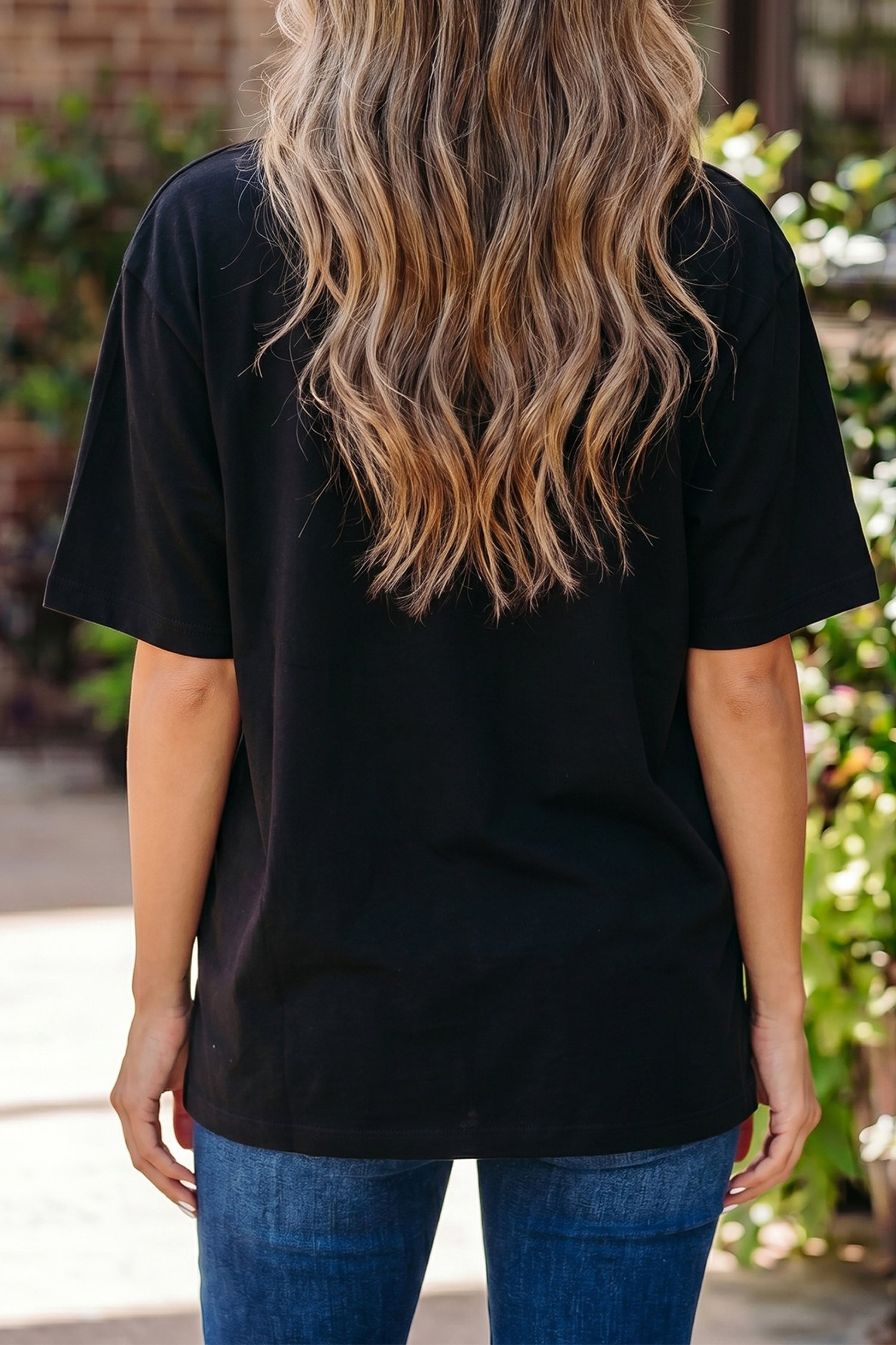 Pink Solid Color High Neck Oversize Tee