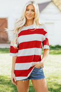 Racing Red Striped Color Block Oversize Tunic Tee