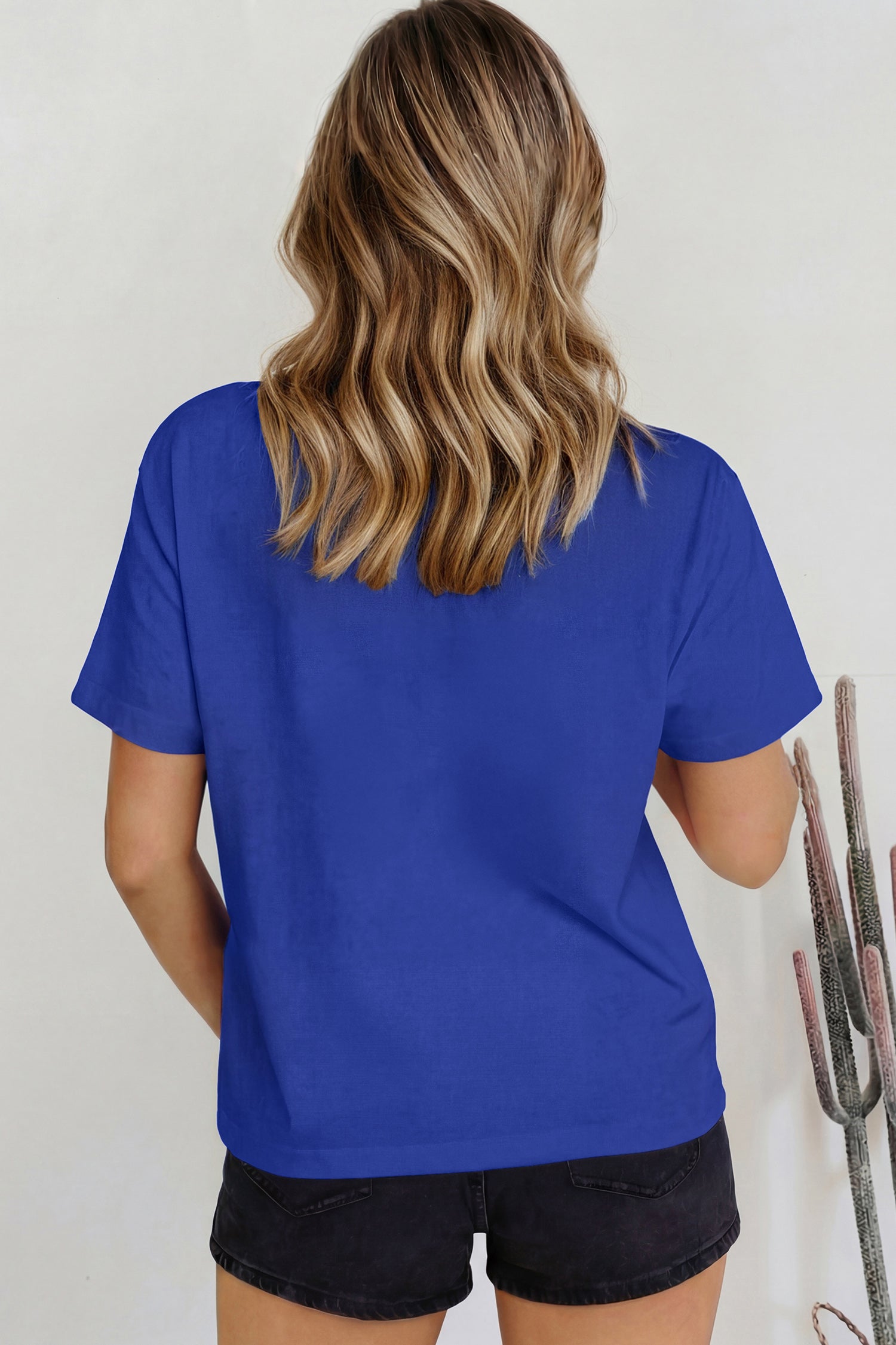 Pink Solid Color High Neck Oversize Tee