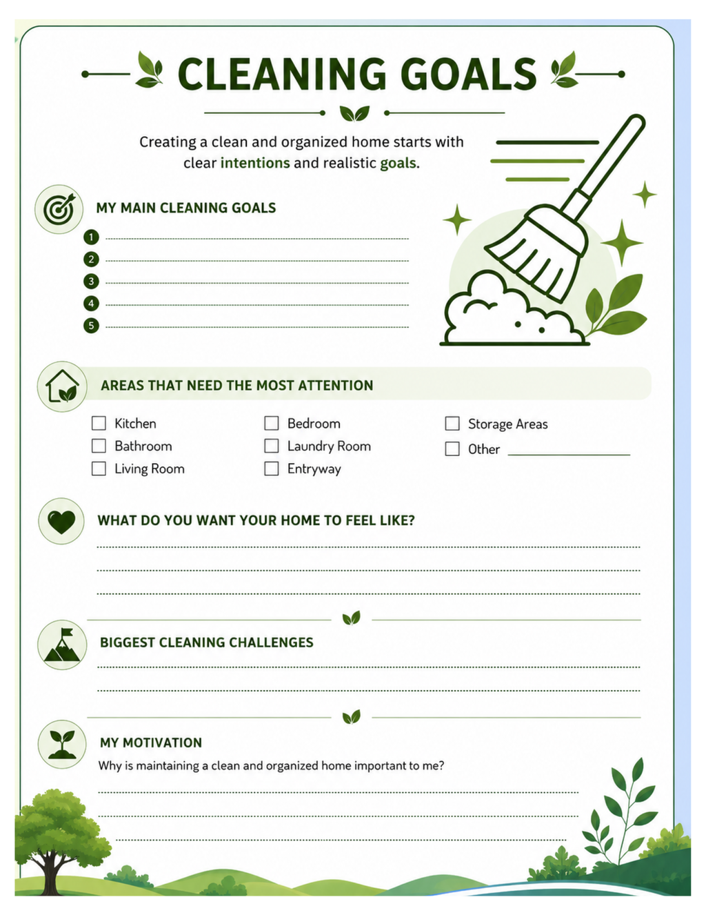 Digital cleaning/ lifestyle planner