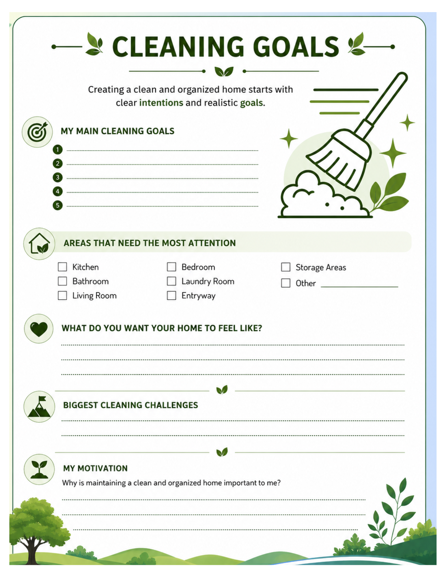 Digital cleaning/ lifestyle planner
