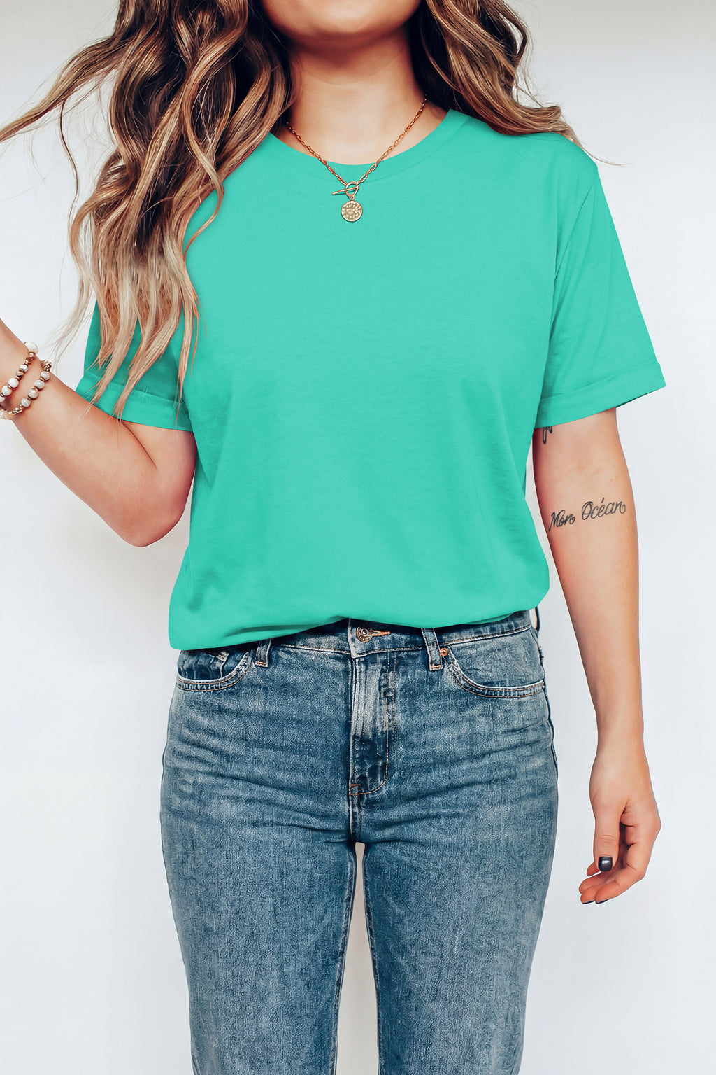 Gray Casual Plain Crew Neck Tee