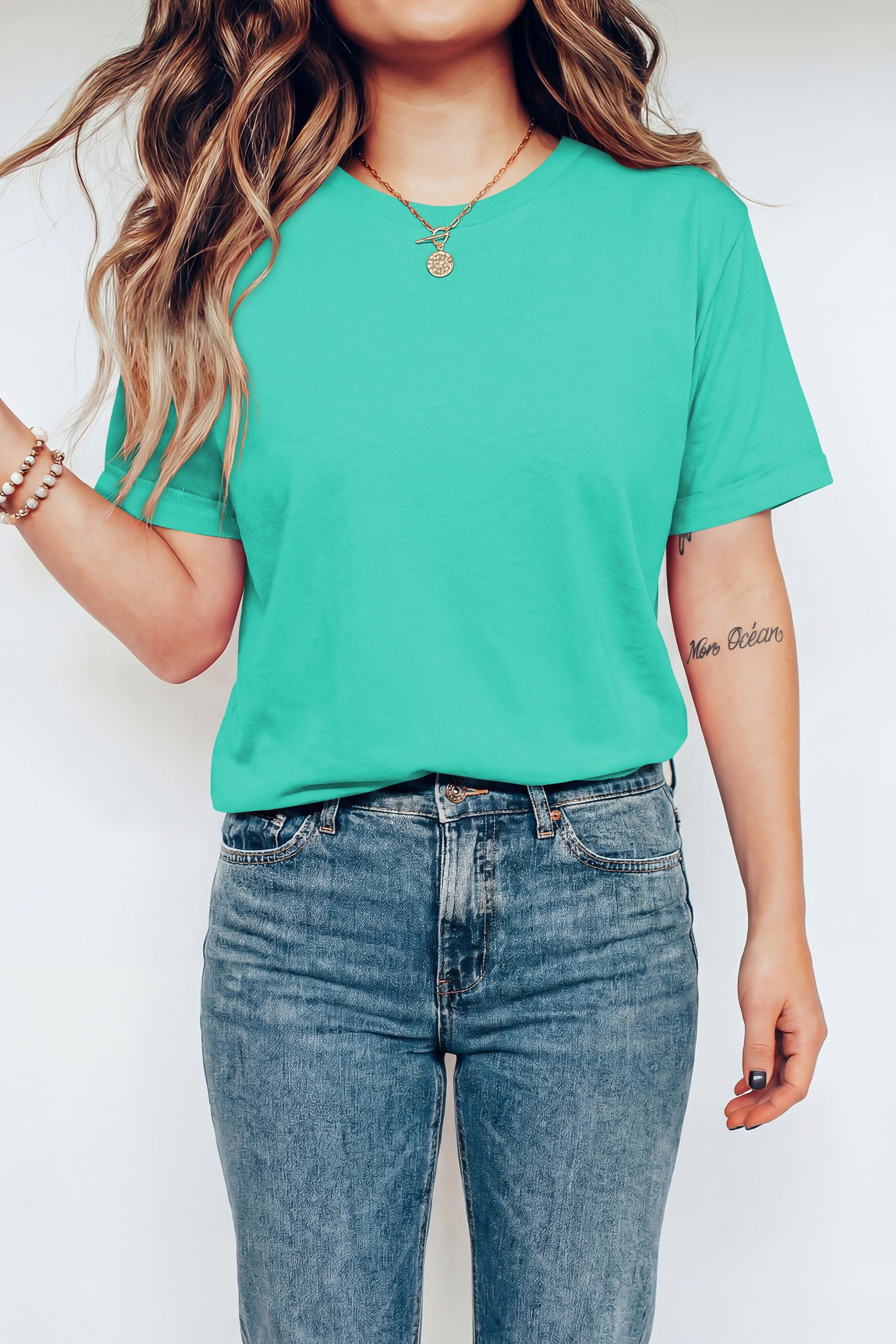 Gray Casual Plain Crew Neck Tee