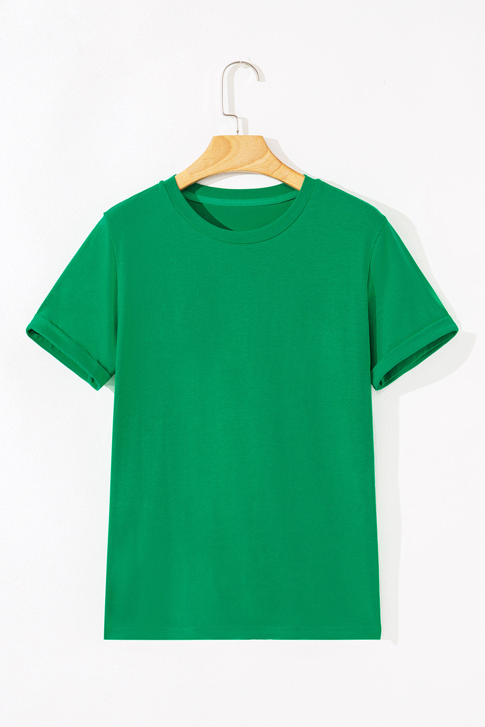 Gray Casual Plain Crew Neck Tee