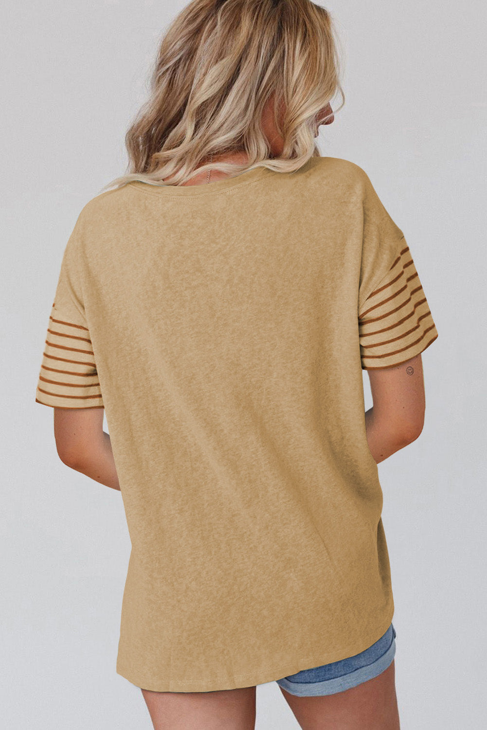 Mint Green Color Block Striped Detail Loose T Shirt