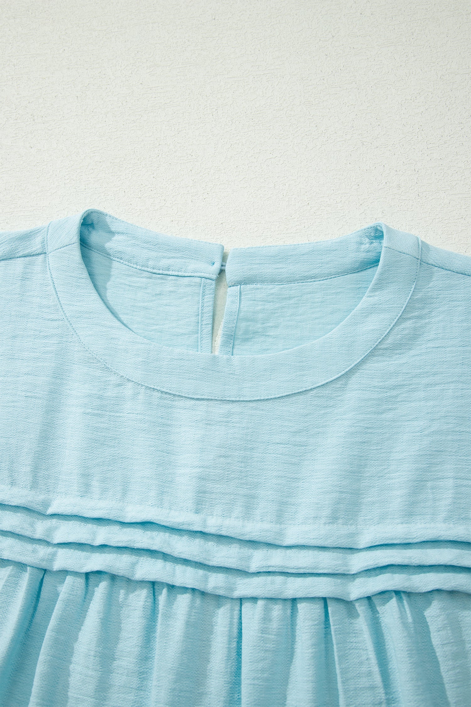 Meadow Mist Green Tie Half Sleeve Pleated Detail Babydoll Blouse