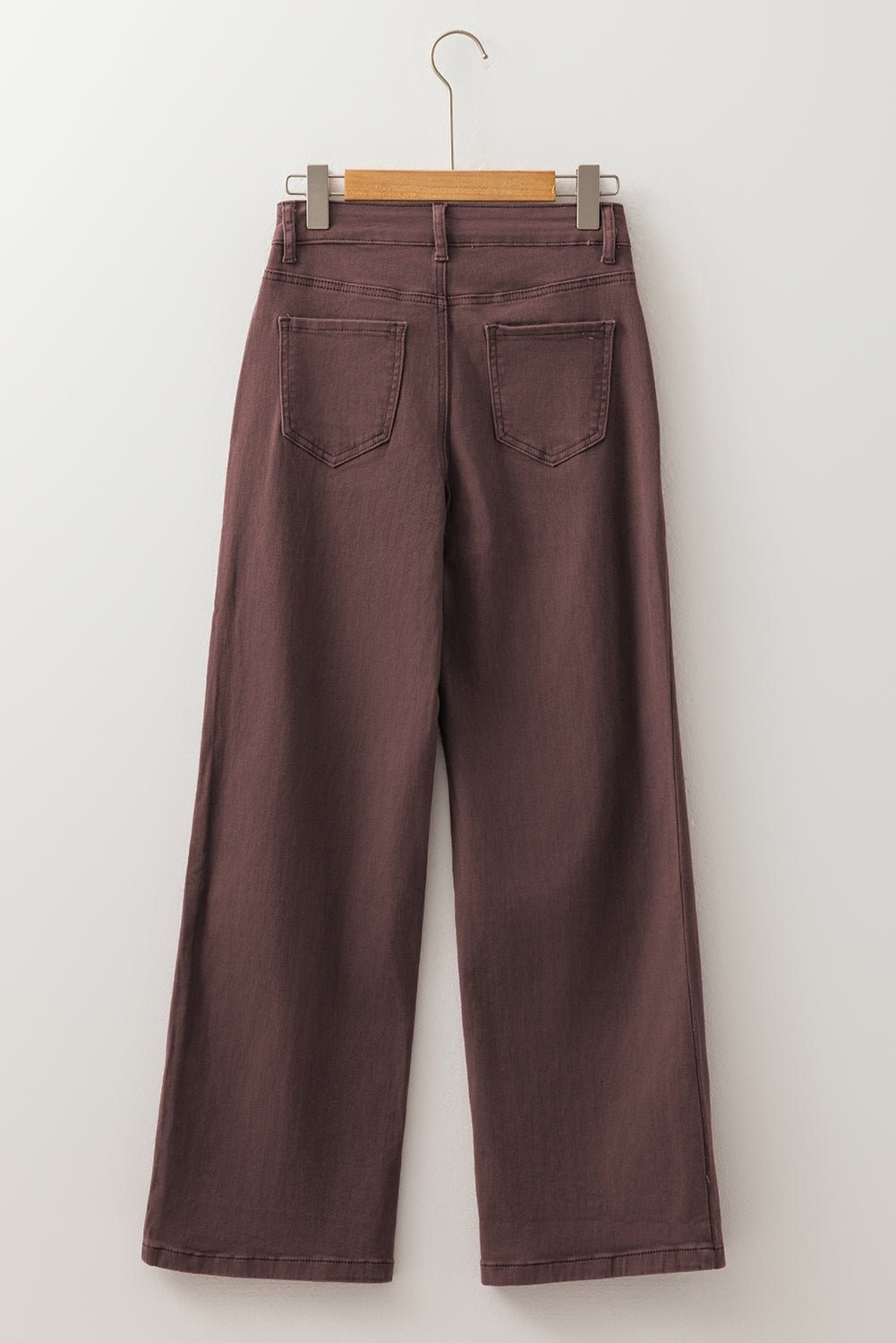 Coffee Loose Straight High Waist Solid Color Jeans