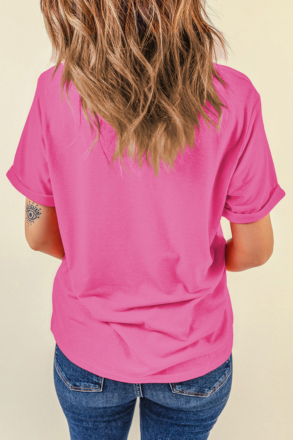 Gray Casual Plain Crew Neck Tee